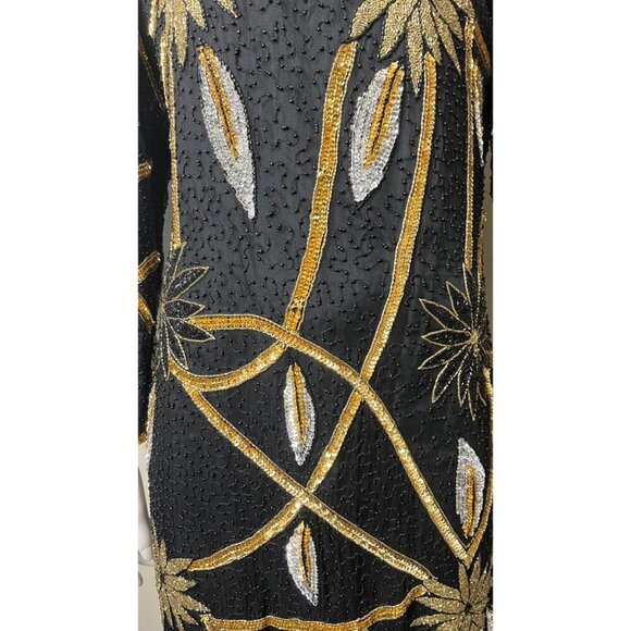 VINTAGE MANNEQUIN BEADED SEQUIN 80'S GLAM DRESS M - Picture 6 of 12